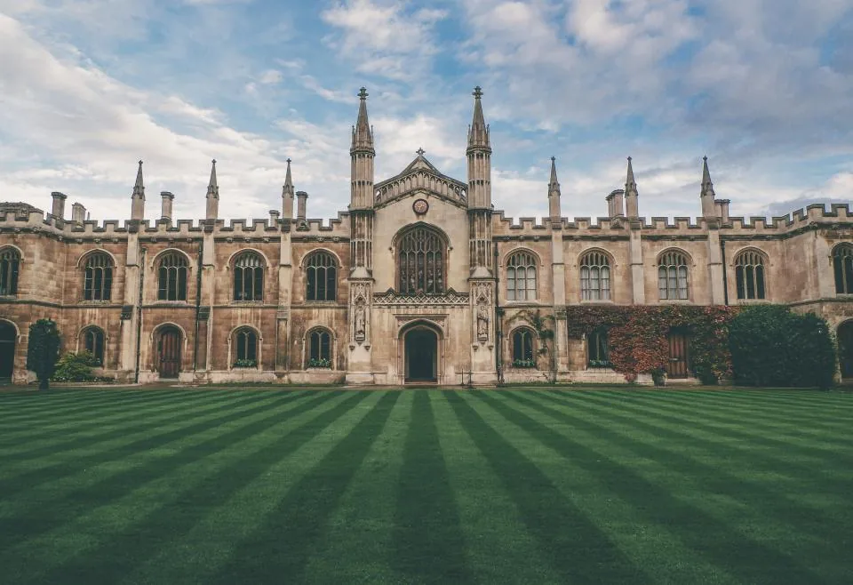 The main lawn and academic quarter seen from the west walk